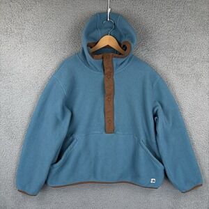 The North Face Carbondale 1/4 Snap Fleece Hoodie Mens XL Storm Blue/Brown